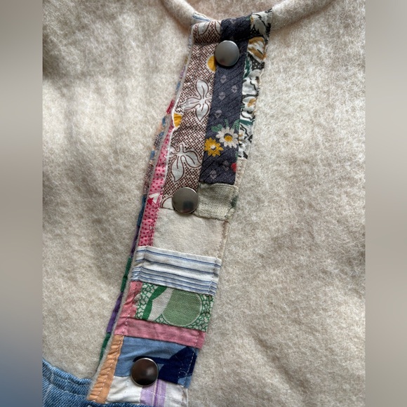 Patchwork Denim & Cream Vest with Pink Trim - Picture 2 of 10